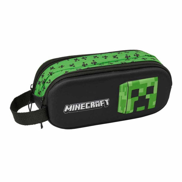 Détail de la poignée latérale solide de la trousse Minecraft 3D double compartiment SAFTA