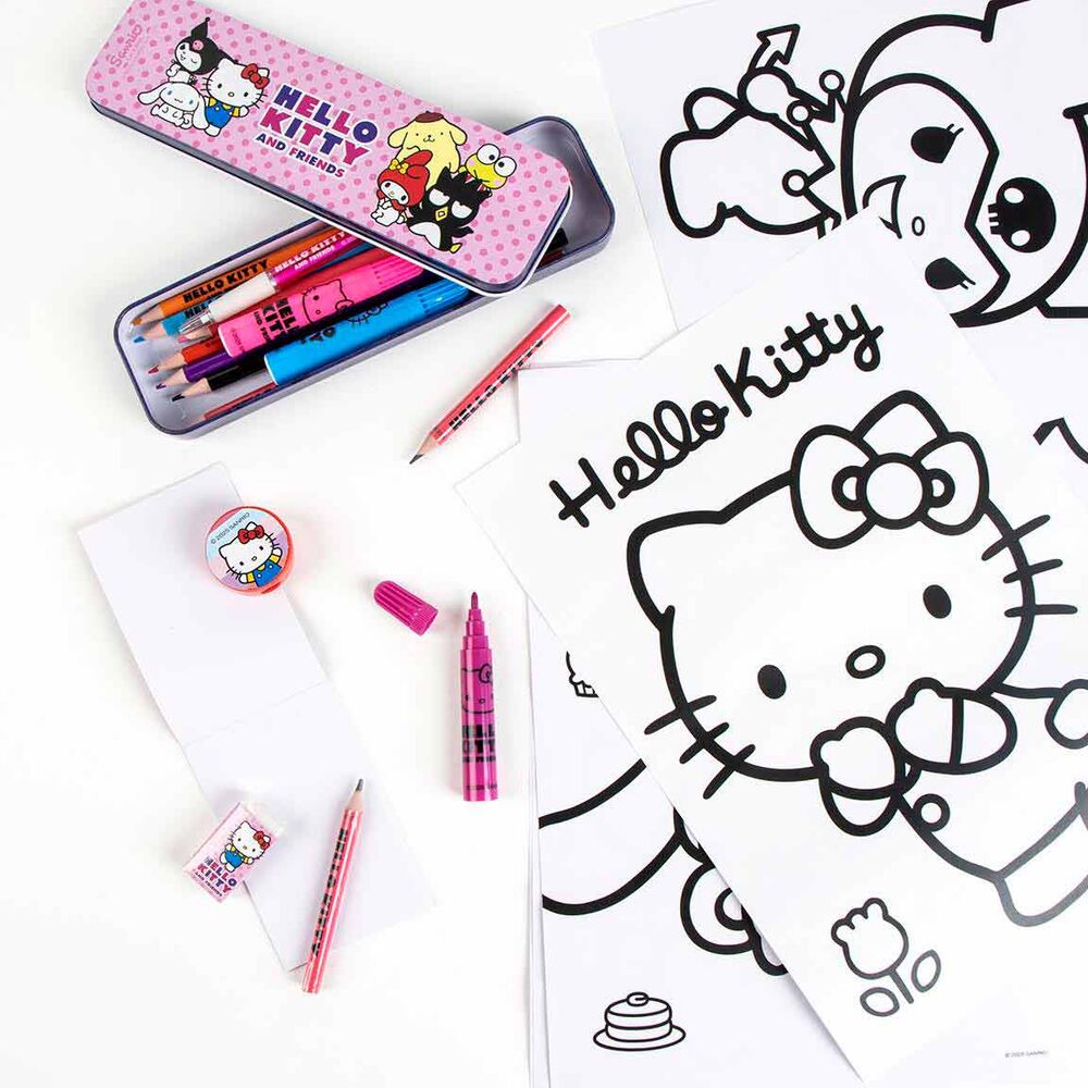 Trousse Hello Kitty à colorier, parfaite pour ranger tous les articles de papeterie