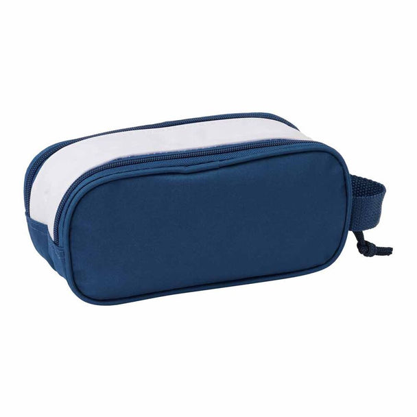 Trousse double compartiment Real Madrid 3D vue de face avec logo officiel et fermeture éclair