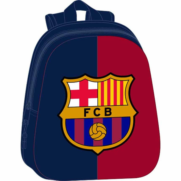 Sac à dos F.C. Barcelona 3D thermoformé de 33 cm avec design avant en relief, poche latérale et bretelles rembourrées, idéal pour les fans du club.