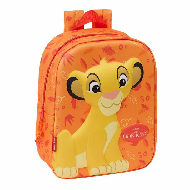 Sac à dos enfant Disney Le Roi Lion 3D de 27 cm avec compartiment zippé et poignée, idéal pour la maternelle.