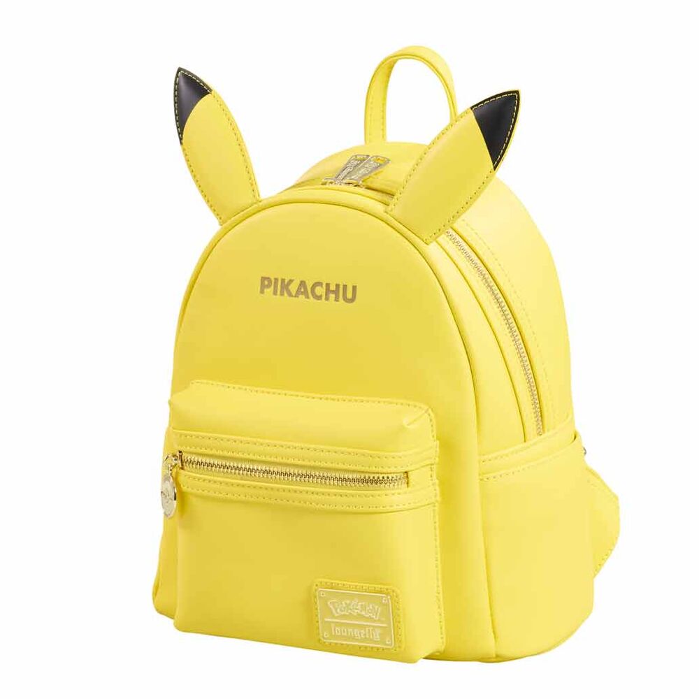 Photo latérale du sac à dos Loungefly Pikachu avec la fermeture éclair visible et les coutures soignées