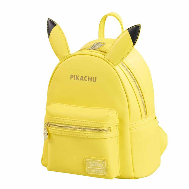 Photo latérale du sac à dos Loungefly Pikachu avec la fermeture éclair visible et les coutures soignées