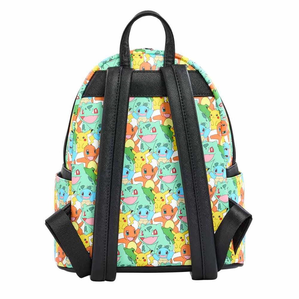 Vue latérale du sac à dos Loungefly Pokémon montrant les bretelles ajustables et la fermeture zippée