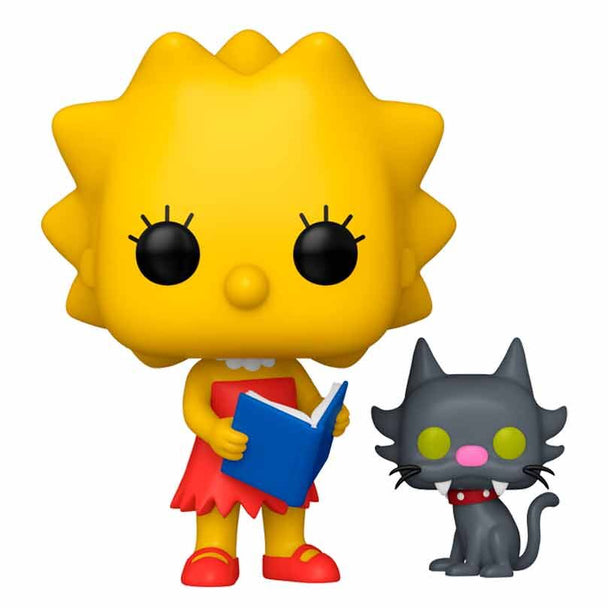 Figurine Funko POP Lisa Simpson en vinyle de 9cm avec son chat Snowball II dans une boîte cadeau colorée