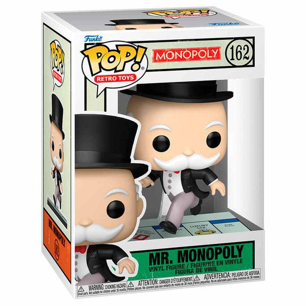 Figurine Funko POP Mr. Monopoly de 9 cm dans sa boîte cadeau, vue de face avec détails colorés et chapeau haut de forme