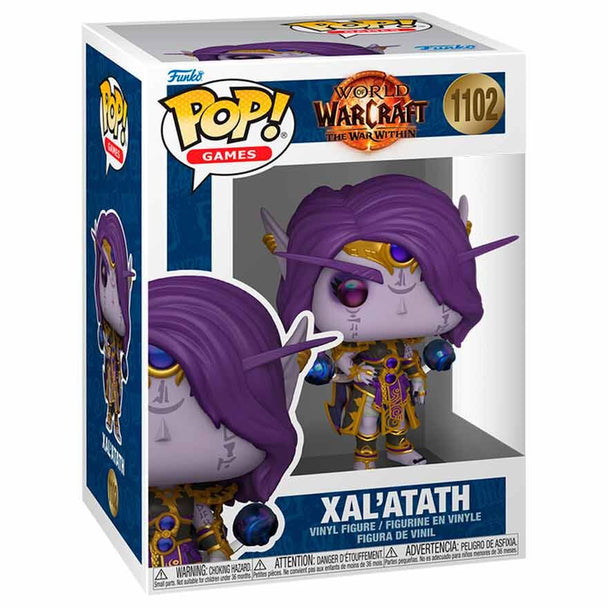 Vue rapprochée de la figurine Funko POP Xal'atath montrant les détails précis et les couleurs vives