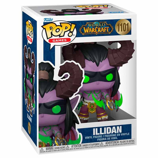Vue rapprochée de la figurine Funko POP Illidan, mettant en valeur son design fidèle et ses couleurs vives