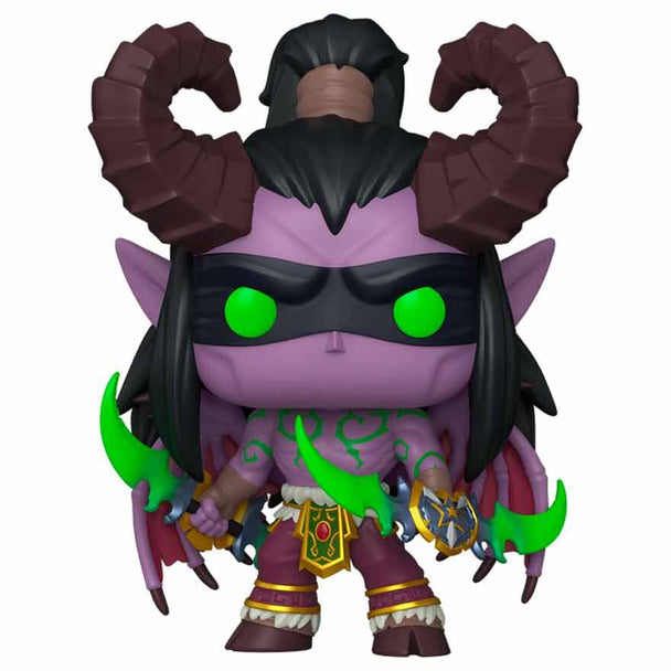 Vue rapprochée de la figurine Illidan Funko POP avec détails précis du visage et des ailes