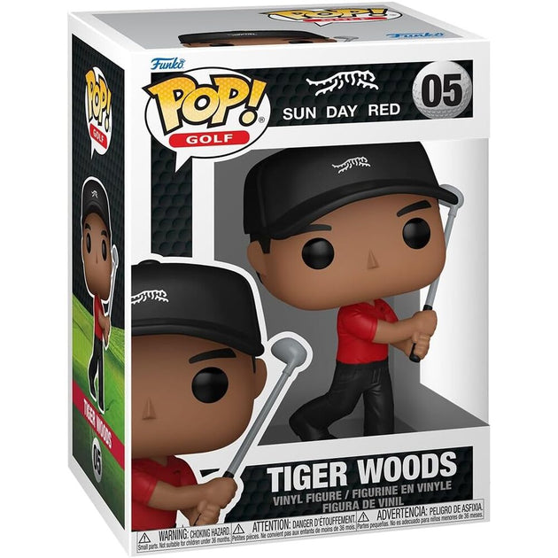 Packaging original de la figurine Funko POP Tiger Woods Golf Sun Day Red, boîte cadeau avec logo FUNKO visible