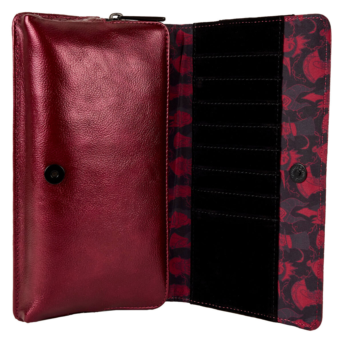 Vue intérieure du sac Loungefly Disney Villains montrant son espace de rangement compact et pratique