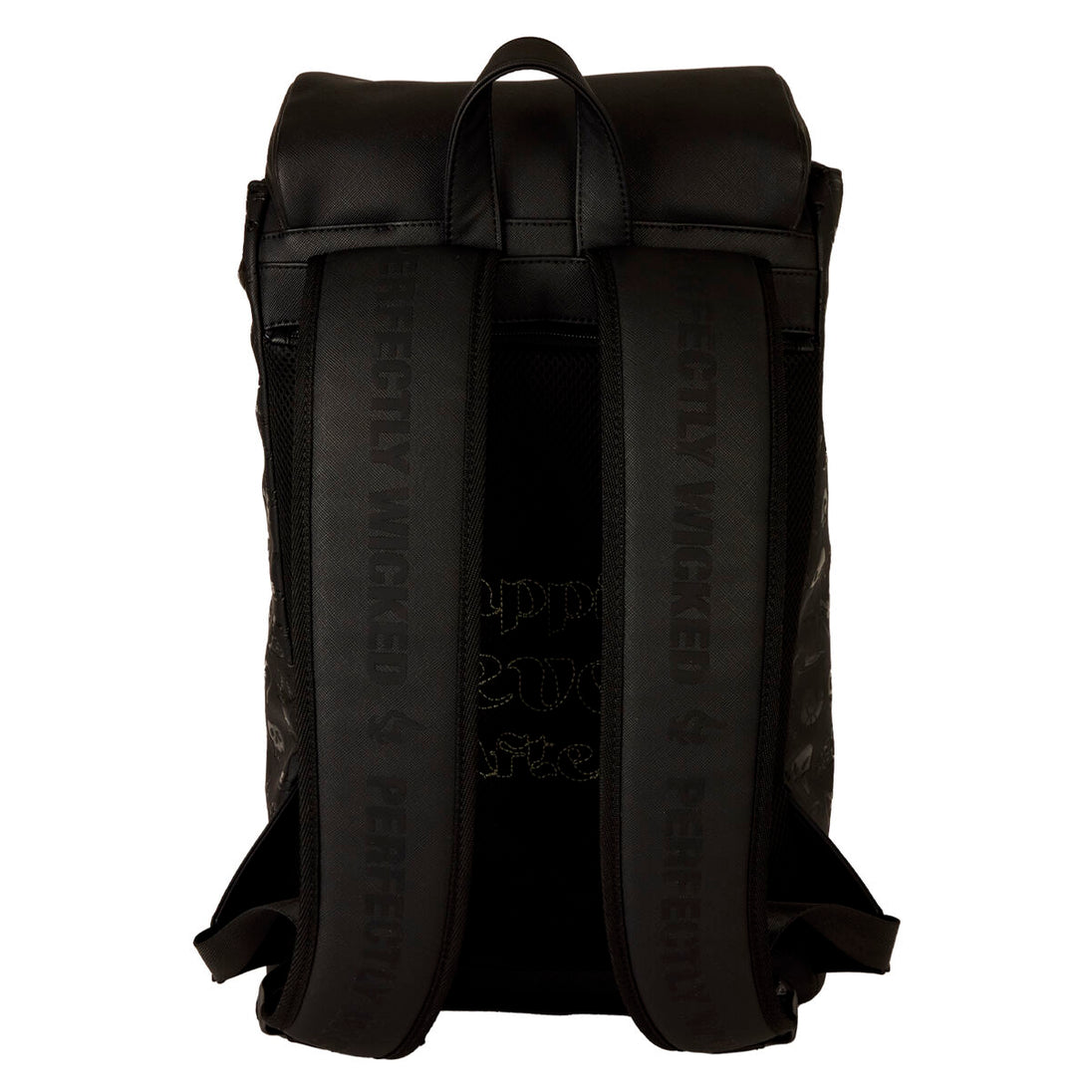 Photo du sac à dos Loungefly Disney Villains de profil mettant en valeur sa taille et ses compartiments spacieux.
