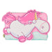 Vue avant du portefeuille Loungefly Minions Licorne Fluffy avec motifs colorés et design original