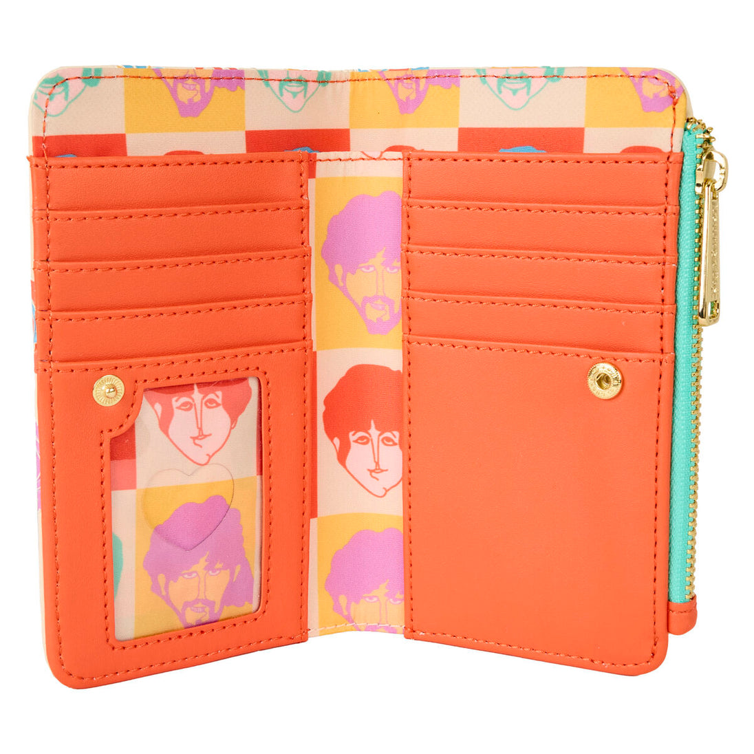 Vue arrière du portefeuille Loungefly The Beatles avec motifs iconiques du groupe
