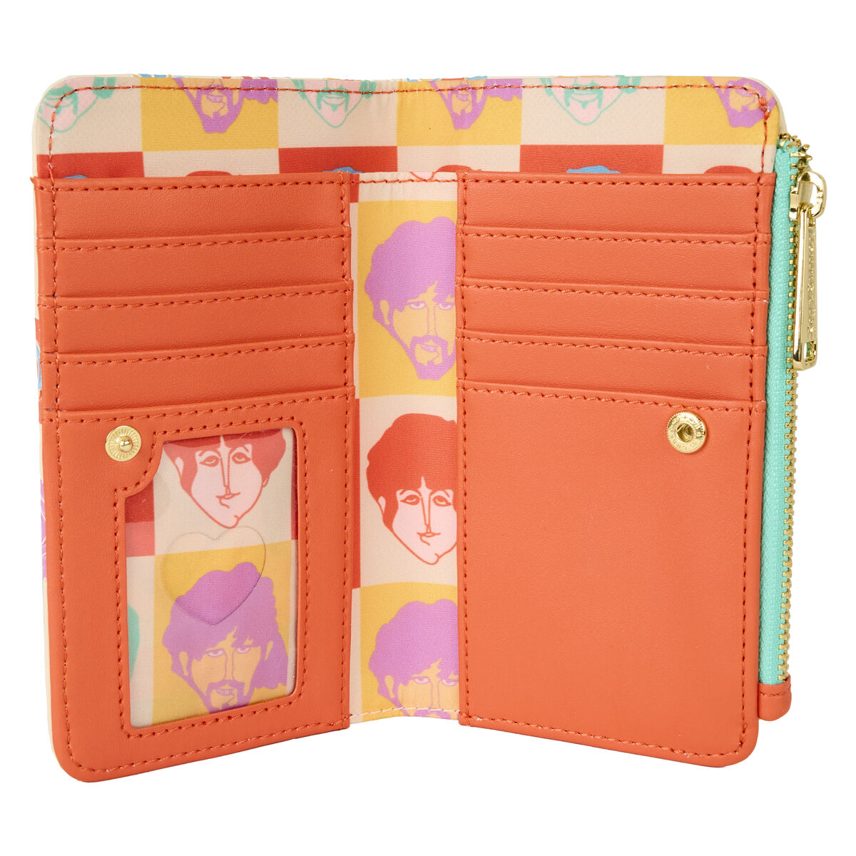 Vue arrière du portefeuille Loungefly The Beatles avec motifs iconiques du groupe
