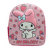 Vue de côté du sac à dos SANRIO Hello Kitty My Melody montrant les bretelles ajustables et la texture résistante.