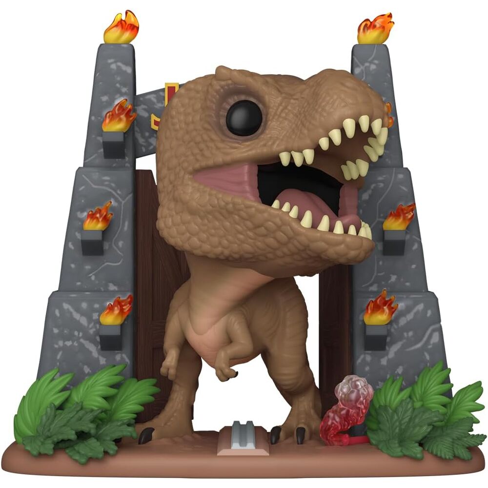 Figurine Funko POP Deluxe Tyrannosaurus Rex Jurassic Park en vinyle, 13cm, présentée dans sa boîte cadeau exclusive.