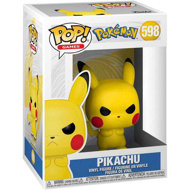 Vue rapprochée de la figurine Pikachu Funko POP, mettant en valeur son design stylisé et ses couleurs vives sur fond blanc