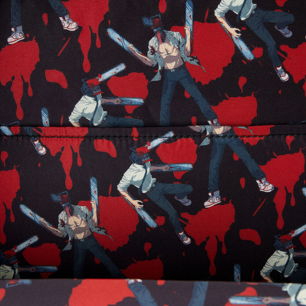 Photo du dos rembourré et des bretelles ajustables du sac à dos Loungefly Chainsaw Man