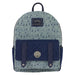 Vue avant du sac à dos Loungefly Pokémon en denim bleu avec logo Pokémon visible
