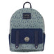 Vue avant du sac à dos Loungefly Pokémon en denim bleu avec logo Pokémon visible