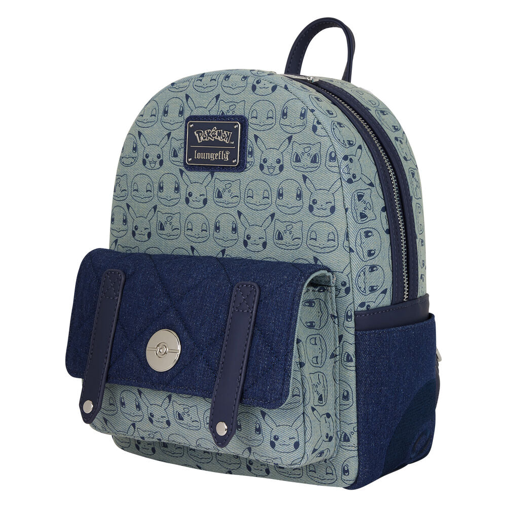 Détail des bretelles ajustables et coutures renforcées du sac à dos Loungefly Pokémon