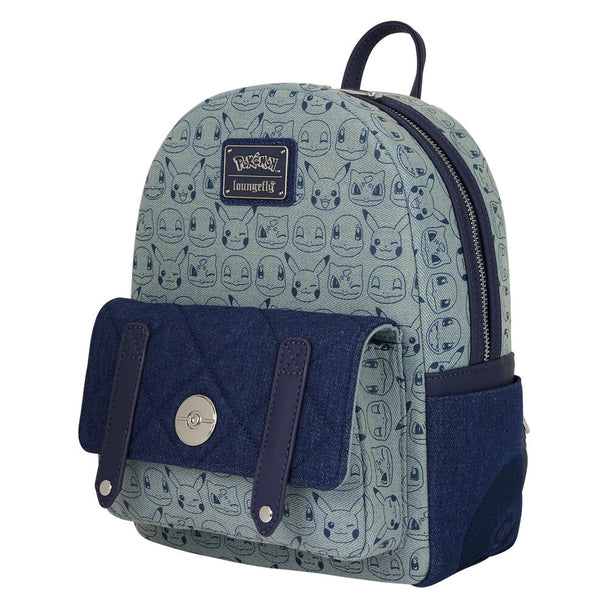 Détail des bretelles ajustables et coutures renforcées du sac à dos Loungefly Pokémon