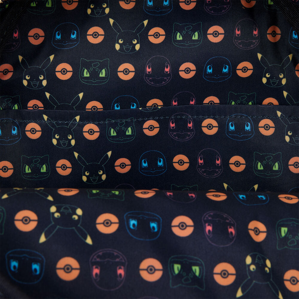 Vue arrière du sac à dos Loungefly Pokémon mettant en avant le design et la texture denim