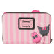 Profil du portefeuille Loungefly montrant sa taille compacte de 15,24x10,16x2,54 cm et sa fermeture sécurisée