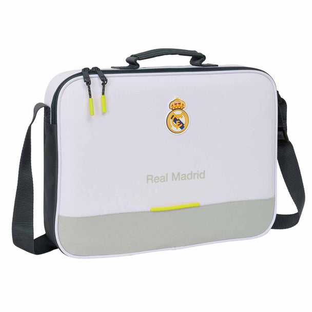 Vue de face du cartable scolaire Real Madrid 25/26 avec logo officiel et couleurs du club
