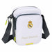 Sac bandoulière Real Madrid 25/26 vue de face avec logo officiel SAFTA et fermeture éclair