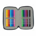 Trousse double Real Madrid 25/26 fermée, compacte et pratique pour transporter les fournitures