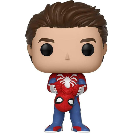 Boîte cadeau de la figurine Funko POP Spider-Man Marvel unmasked avec logo et illustrations colorées