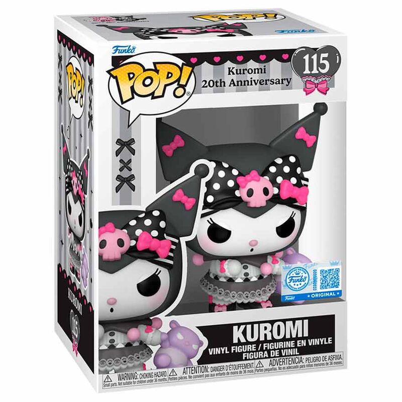 Vue rapprochée de la figurine Kuromi Funko POP édition limitée 20e anniversaire avec détails colorés