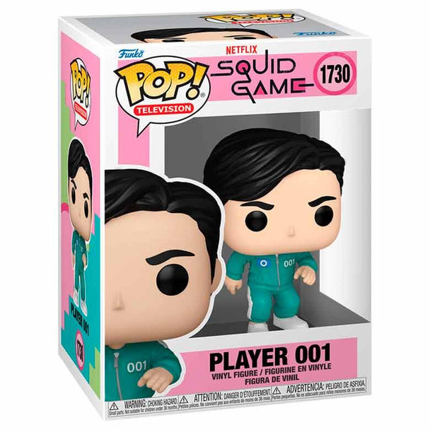 Vue détaillée de la figurine Funko POP Squid Game Joueur 001 montrant le design fidèle et les couleurs vives du personnage.