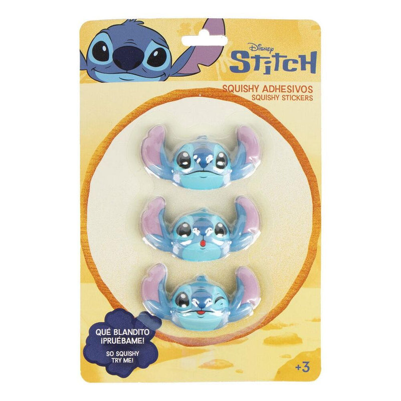 Set de stickers squishy Disney Stitch en silicone, vue d'ensemble montrant les différents designs colorés et la texture douce