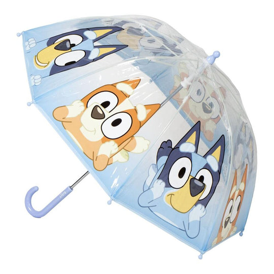 Parapluie à bulles manuel Bluey CERDÁ de 53 cm avec design transparent et motifs colorés pour enfants