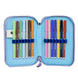 Intérieur spacieux de la trousse double Bluey montrant les deux compartiments bien organisés