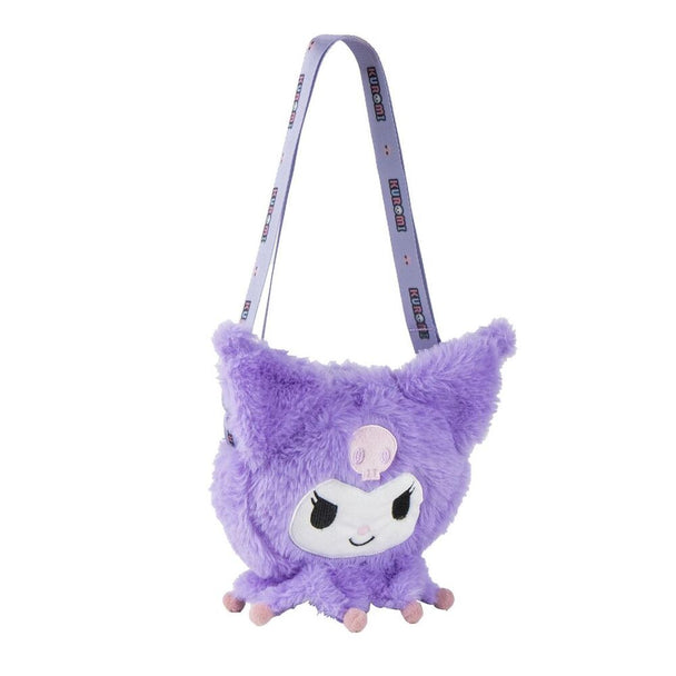Sac peluche Hello Kitty Kuromi CERDÁ vue de face avec ses détails en polyester doux