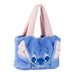 Sac shopping Disney Stitch en peluche plié, couleur bleue et motifs détaillés, vue de face