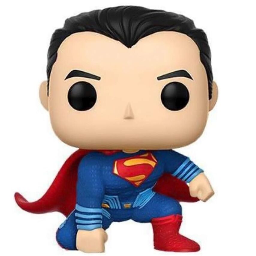 Vue rapprochée de la figurine Funko POP Superman avec détails colorés et finition soignée, emballée dans sa boîte collector