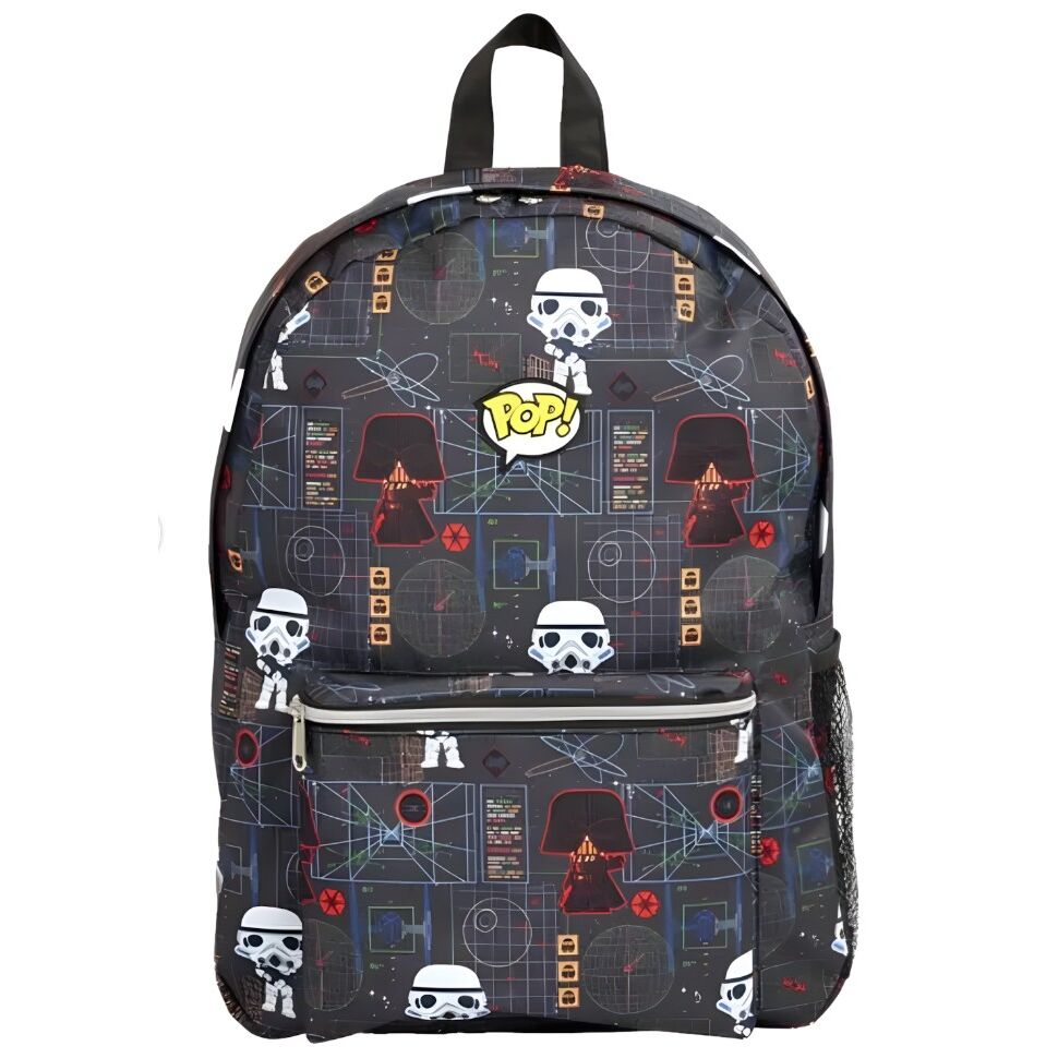Détail du sac à dos Star Wars LOUNGEFLY montrant les bretelles réglables et les compartiments pratiques