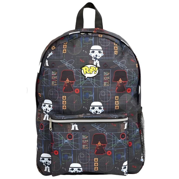 Détail du sac à dos Star Wars LOUNGEFLY montrant les bretelles réglables et les compartiments pratiques