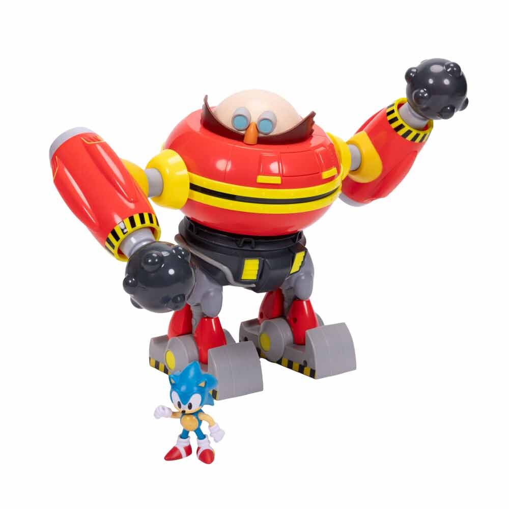 Enfant jouant avec le playset Sonic the Hedgehog et robot Egg en pleine action