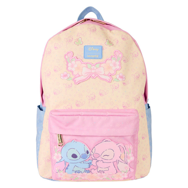 Sac à dos Loungefly Disney Stitch & Angel en nylon avec détails imprimés et appliqués, vue de face