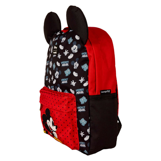 Vue arrière du sac à dos Loungefly Mickey avec bretelles ajustables et poignée supérieure robuste