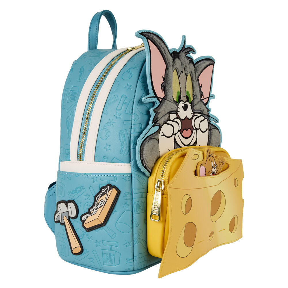 Poignée supérieure robuste et bretelles réglables du sac à dos Tom & Jerry Loungefly en simili cuir