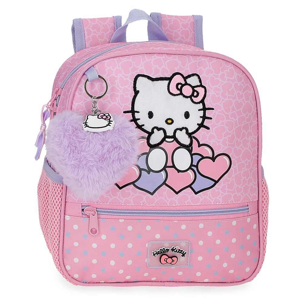 Sac à dos Hello Kitty Hearts & Dots 25cm vue de face avec logo JOUMMA BAGS