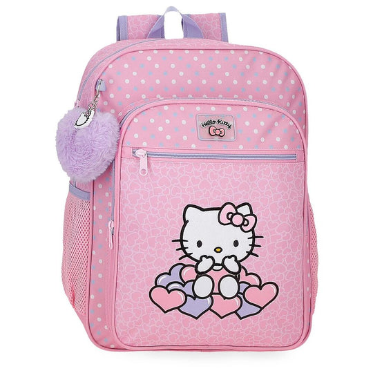 Vue avant du sac à dos Hello Kitty Hearts & Dots 38cm avec motifs colorés