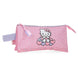 Vue de face de la trousse triple Hello Kitty Hearts & Dots avec motifs colorés